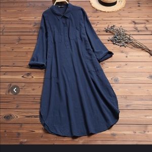 Navy linen dress XXL - fits like a L/XL